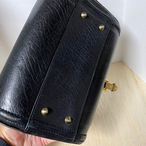 Vintage Collentz Barrel Purse • Black Leather • One Strap • Small - Picture 10 of 13
